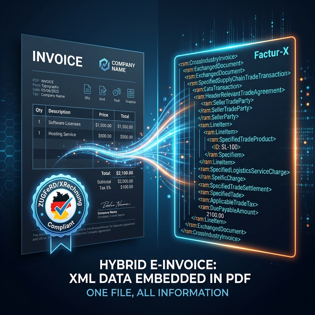ZUGFeRD Hybrid E-Invoicing Illustration
